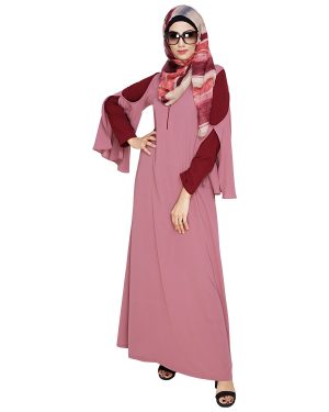 elastic sleeves abaya |Onion Pink Abaya | fancy abaya in pakistan