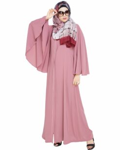 Angel Sleeves Onion Pink Abaya - Image 4