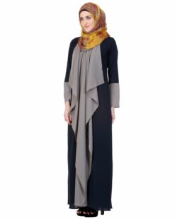 Alternative view of Shawl draped Blue & Grey Abaya