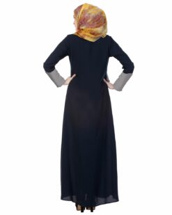 Shawl draped Blue & Grey Abaya - Image 4