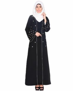 Delicate Pearl Beads Embroidered Abaya - Image 3