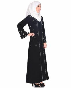 Delicate Pearl Beads Embroidered Abaya - Image 4