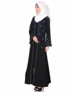 Delicate Pearl Beads Embroidered Abaya - Image 5