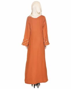 Delicate Pearl Embroidered Abaya - Image 4