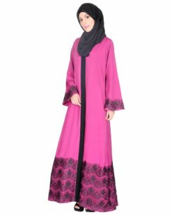 Alternative view of Magenta And Black Laced Abaya