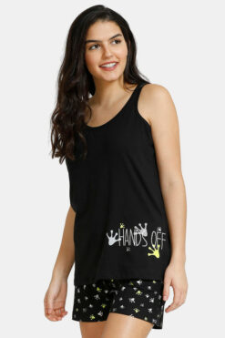 Alternative view of Tropical Animal Print Poly Knit Top N Shorts Set - Black