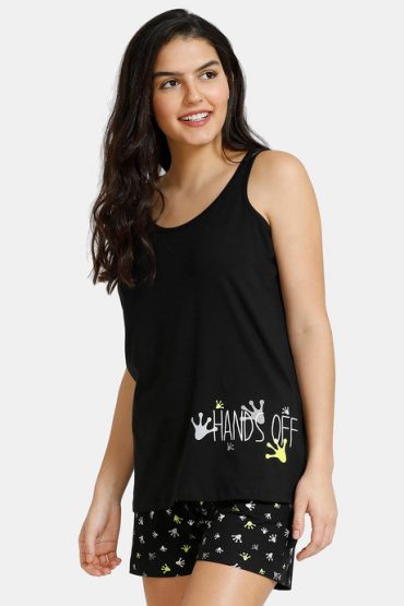 Alternative view of Tropical Animal Print Poly Knit Top N Shorts Set - Black