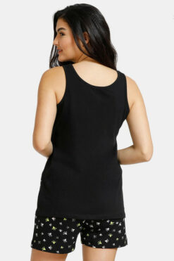 Tropical Animal Print Poly Knit Top N Shorts Set - Black - Image 3