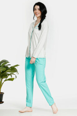 Pop Fresh Cotton Top N Pyjama Set - Green - Image 4