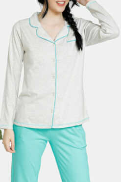 Pop Fresh Cotton Top N Pyjama Set - Green - Image 5