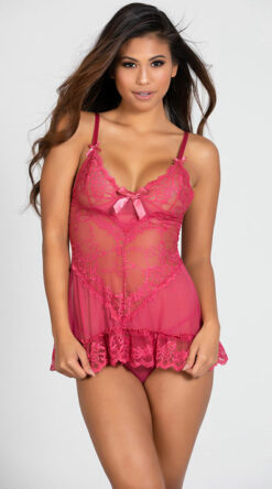 Pink net nighty dress | babydoll set | lace night dress girls
