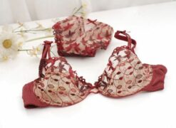 Alternative view of Red Ultra Thin Transparent Bra Set Embroidery