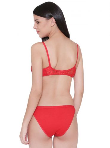 Alternative view of Red Lace Detail Bra & Panty Set
