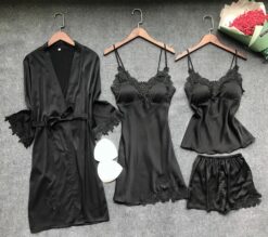 Alternative view of Robe & Gown Sets Night Dress 4 Pieces Sleepwear Lingerie