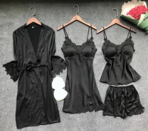 Alternative view of Robe & Gown Sets Night Dress 4 Pieces Sleepwear Lingerie