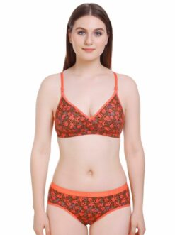 Orange Print Bra Set | Bra And Panty Set | Online bra | Bra Online | Undergarments For Ladies | Ladies Bra | Imported Bra In Pakistan | Girl In Bra | Bra In Pakistan