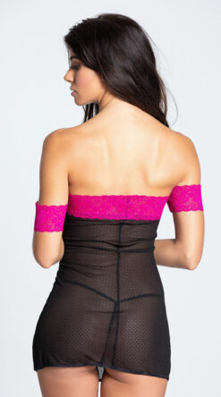 BLACK AND PINK OFF THE SHOULDER CHEMISE - Image 3
