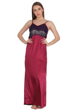 Satin Night Dress & Full Sleeves Robe - Image 4