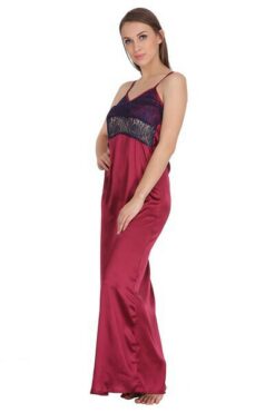 Satin Night Dress & Full Sleeves Robe - Image 5