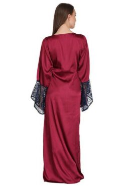 Satin Night Dress & Full Sleeves Robe - Image 6