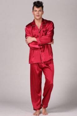 Men Nightwear Long Sleeve Sleeping Suit for Men