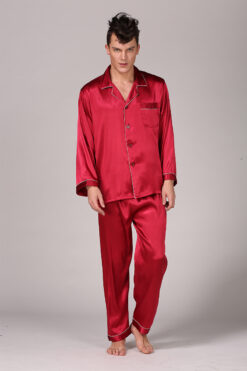 Men Nightwear Long Sleeve Sleeping Suit for Men