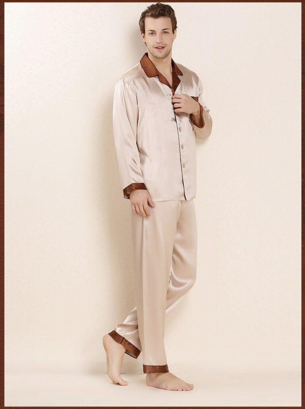 Silk Long Sleeve Shirt & pant Men Sleepwear