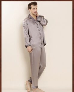 Silk Long Sleeve Shirt & pant Men Sleepwear - Image 6