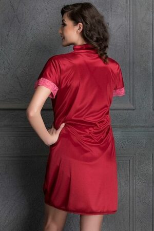 Short Night Dress & Robe Set in Maroon
