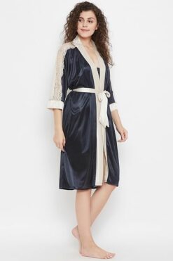 4 Piece Nightwear Set in Dark Blue