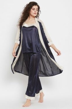 4 Piece Nightwear Set in Dark Blue