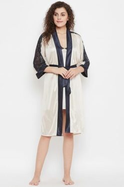 4 Piece Nightwear Set in Skin Color
