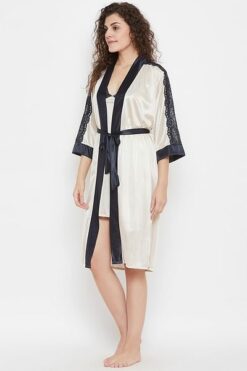 4 Piece Nightwear Set in Skin Color