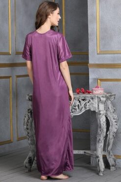9 Pcs Bridal Nightwear Set in Purple - Image 6