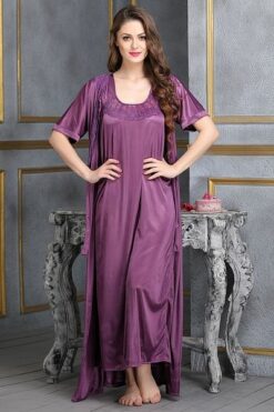 9 Pcs Bridal Nightwear Set in Purple