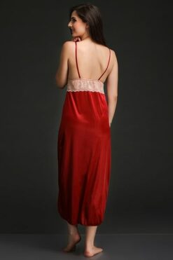Long Night Dress & Robe Set in Maroon