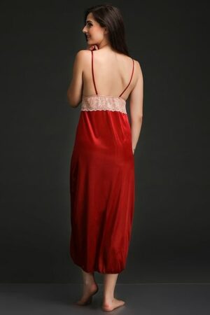 Long Night Dress & Robe Set in Maroon