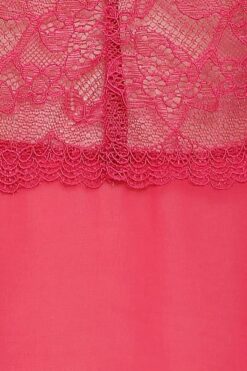 Short Night Dress & Printed Robe Set in Dark Pink