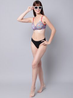 PrettyCat Purple & Black Women Bra Set