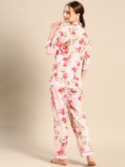 Mabish Pink & Red Printed Women Night Suit