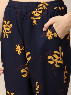Boston Club Yellow & Navy Blue Women Night suit