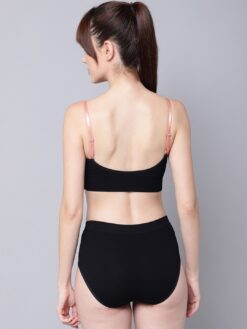 Black Printed Sports Women Bra Underwear Set