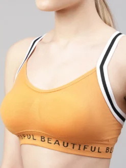 Mustard & Black Solid Ladies Bra Set