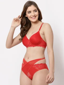 Red Lace Ladies Bra Set