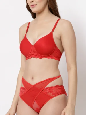 Red Lace Ladies Bra Set