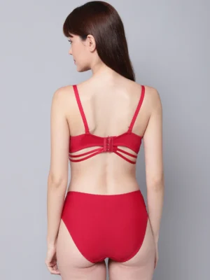 Women Red Solid Light Padded Bra Set