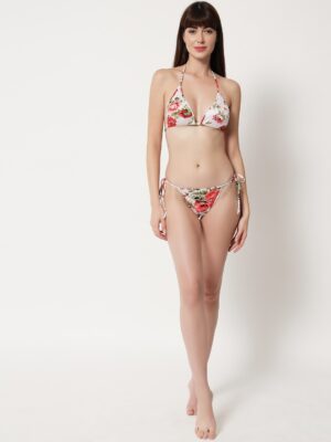 Rust & White Printed Women Bikini Set