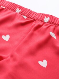 Pink & White Printed Women Night Suit