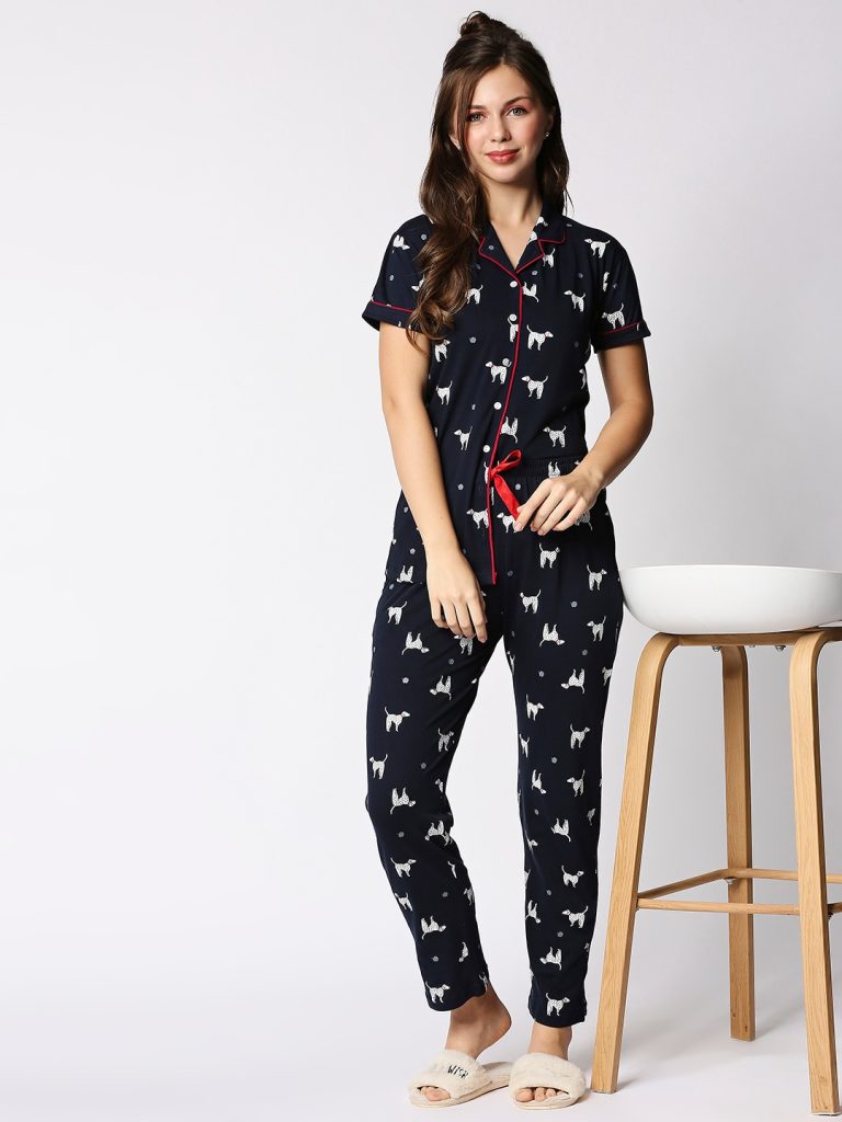 Pack Of 3 Printed Pure Cotton Women Night Suit