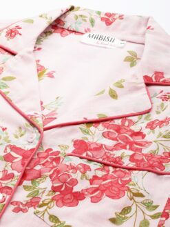 Mabish Pink & Red Printed Women Night Suit